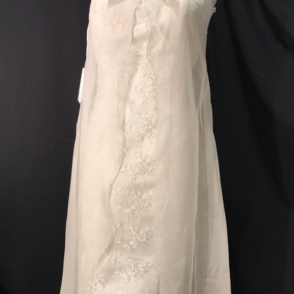 Designer Wedding Dress Gown Ivory Silk 12 No Train Strapless Bow NEW - Picture 2 of 15